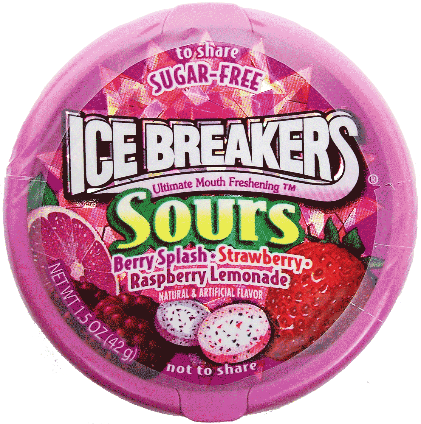 Ice Breakers Sours sour mints, berry splash, strawberry, raspberry lemonade, sugar-free Full-Size Picture